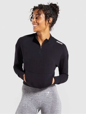 ‼️SOLD-Gymshark Black Half-Zip Cropped Pippa Training Pullover